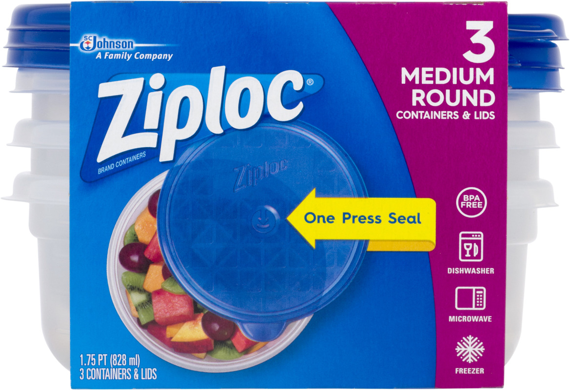 Ziploc Medium Round Containers & Lids 3 CT Ziploc(25700709336