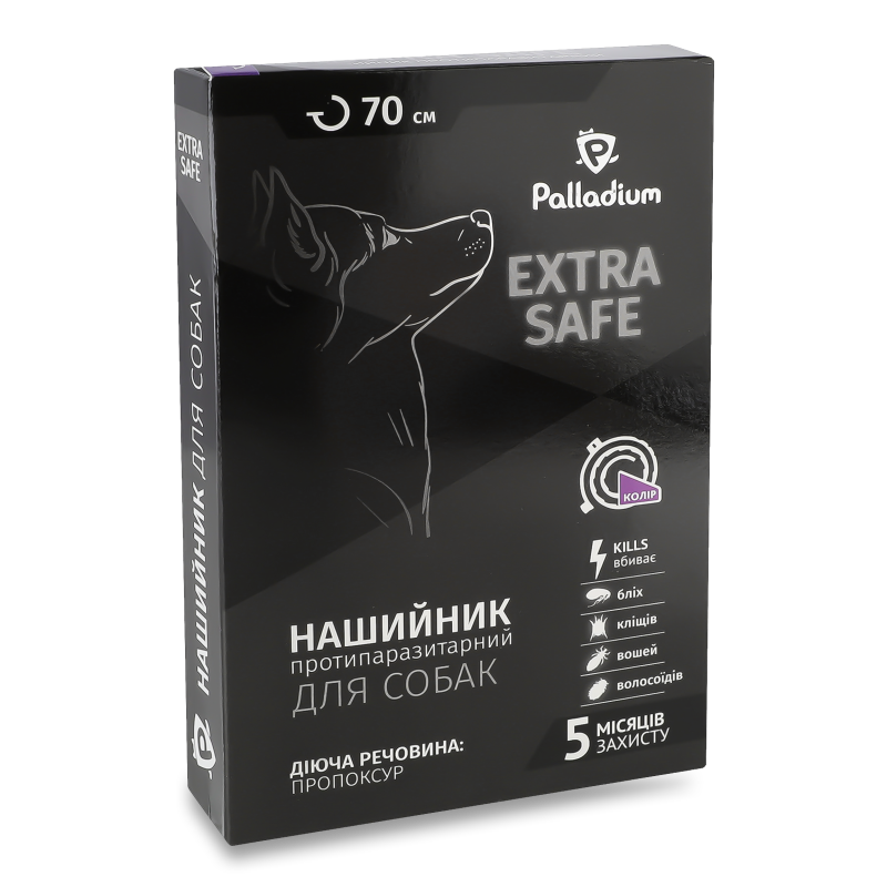 Нашийник протипаразитний д/собак Extra Safe фіолетовий 70см Palladium