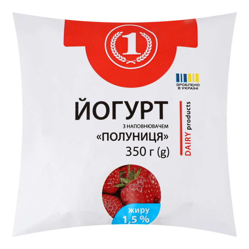 Йогурт 1.5% з наповнювачем Полуниця ТМ "1" м/у