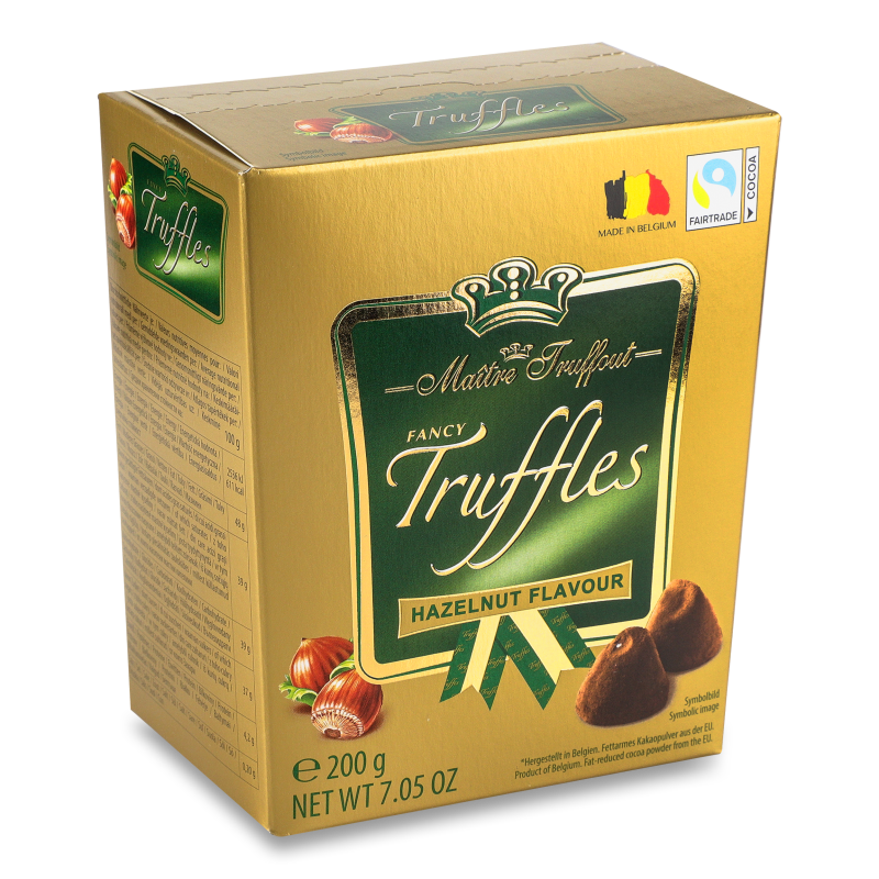 Цукерки Золотий трюфель з лісовим горіхом 200г Метр Трюффо