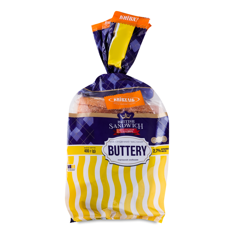 Хліб сендвічний Butter нарізаний скибками 400г плівка Київхліб