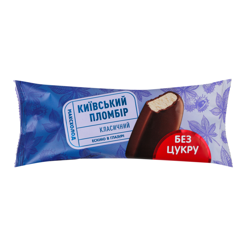 Морозиво 12% ескімо пломбір без цукру у кондитерській глазурі Класичний Київський пломбір м/у