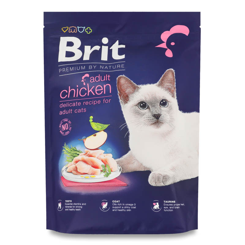 Корм д/дорослих котів Преміум бай нейче з куркою сухий 300г Бріт