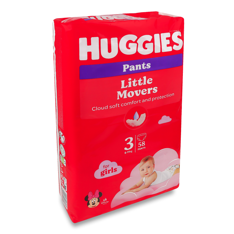Підгузники-трусики Пант д/дівчаток 6-11кг 58шт Хаггіс