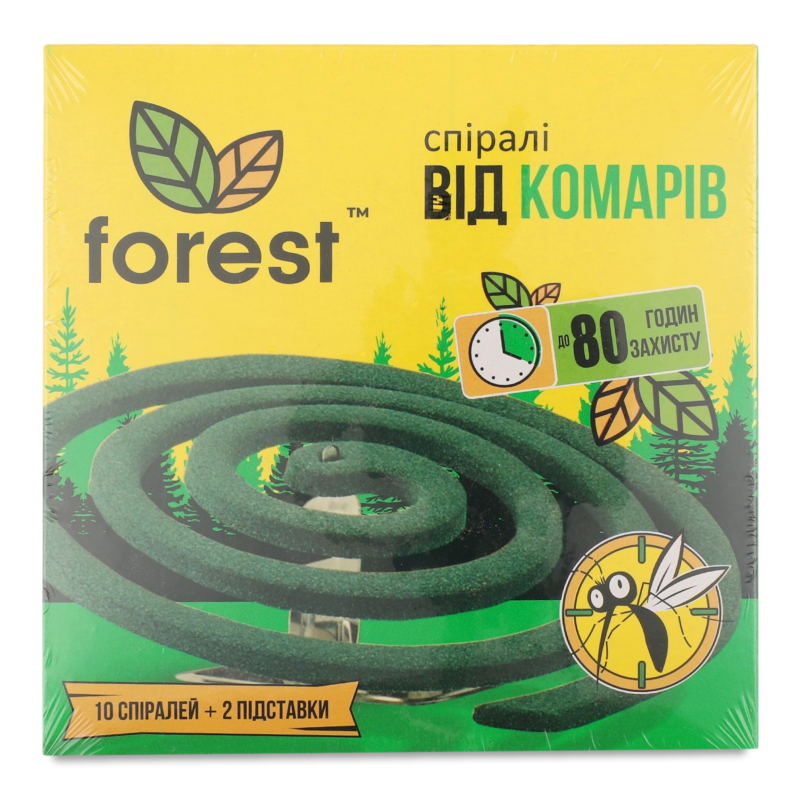 Спіралі від комарів до 80годин захисту 10шт Forest