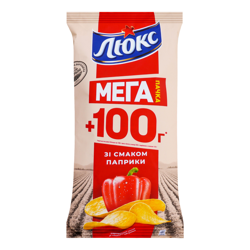 Чипсы картофельные Паприка Люкс м/у 233г Люкс(7622210123145