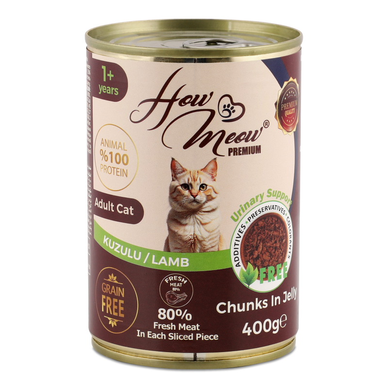 Корм д/дорослих котів з ягням 400г ж/б How Meow