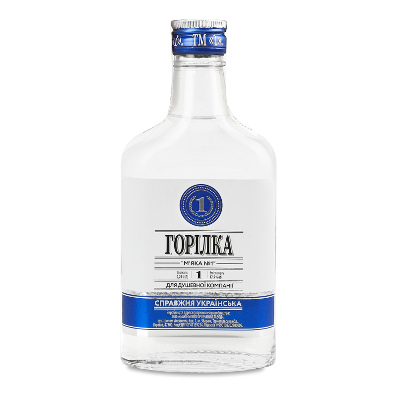 Горілка М’яка №1 37,5% 0,25л ТМ “1”