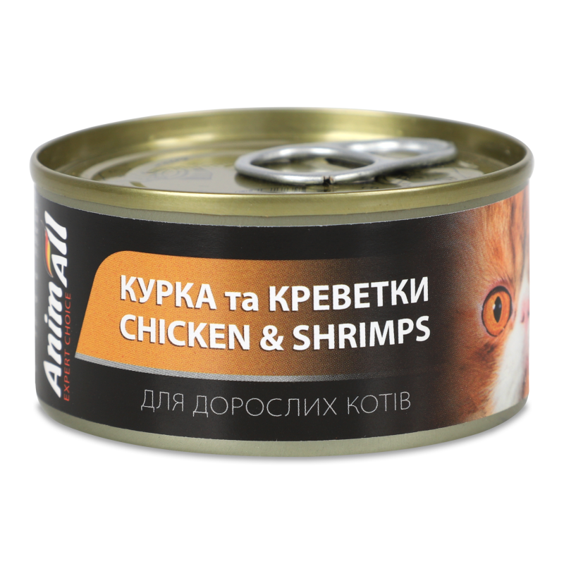 Корм д/котів з куркою та креветками 85г ж/б ЕнімАлл