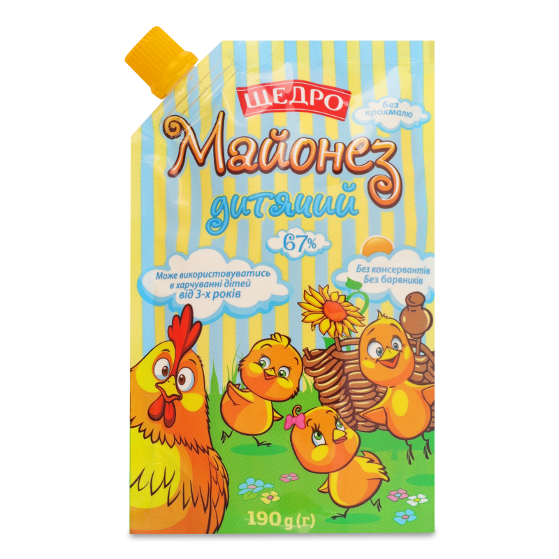 Майонез Дитячий 67% 190г д/п Щедро