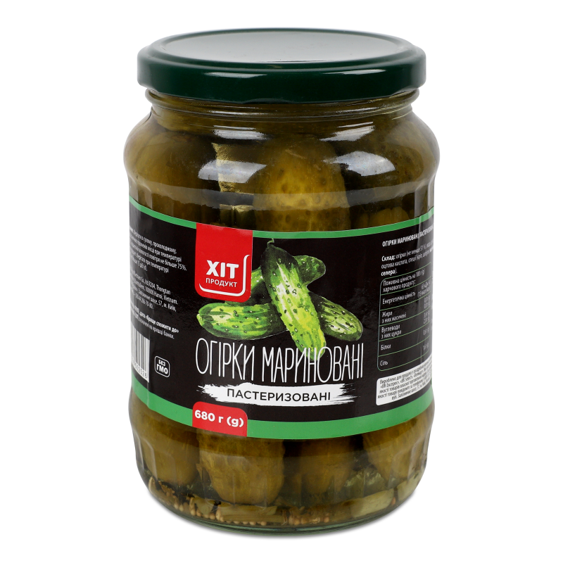 Огірки мариновані 6-9см 720мл Хіт Продукт