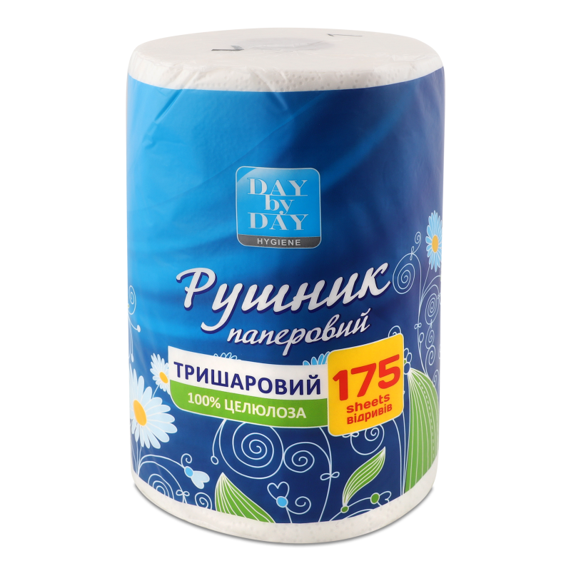 Рушники паперові білі 3шари 175відривів 1шт Day by Day