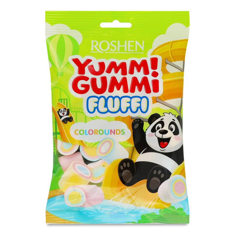 Цукерки маршмелоу Yummi Gummi Fluffi Colorounds 65г Roshen