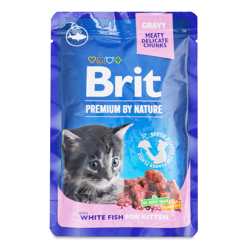 Корм д/кошенят з білою рибою 100г пауч Бріт Преміум