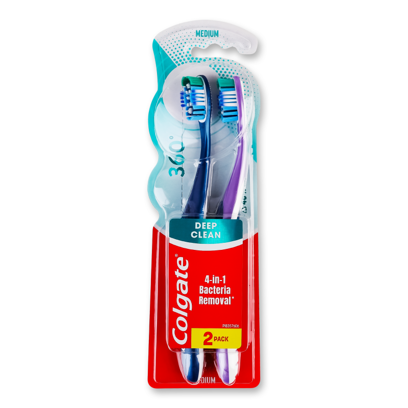 Щітка зубна 360 Суперчистота середня 2шт Colgate