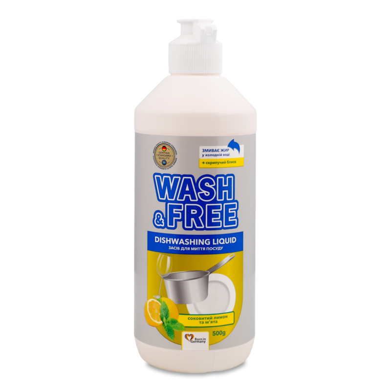 Засіб д/миття посуду Соковитий лимон та м”ята 500г Вош енд Фрі