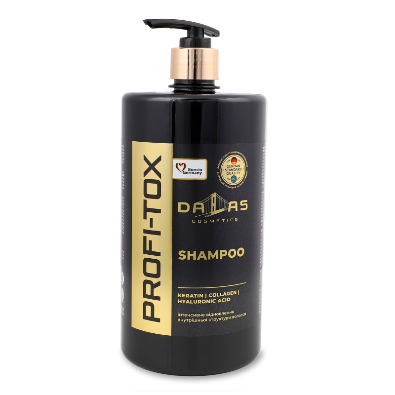 Шампунь Профі-токс з кератином колагеном та гіалуроновою кислотою 1000г з дозатором Далас