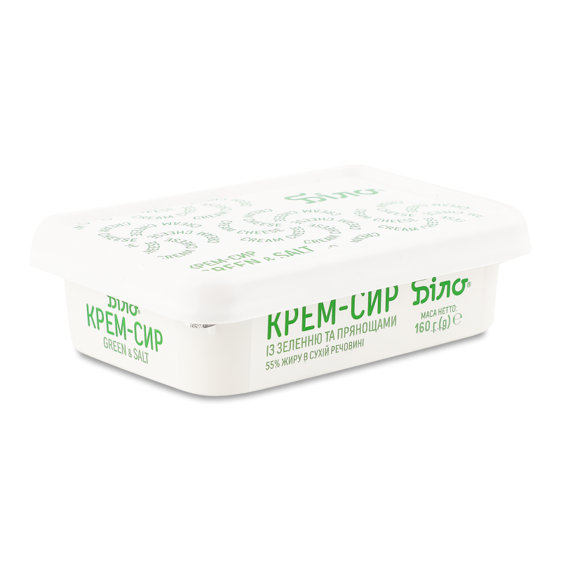 Крем-сир Green&Salt з зеленню та прянощами 160г ванночка Біло