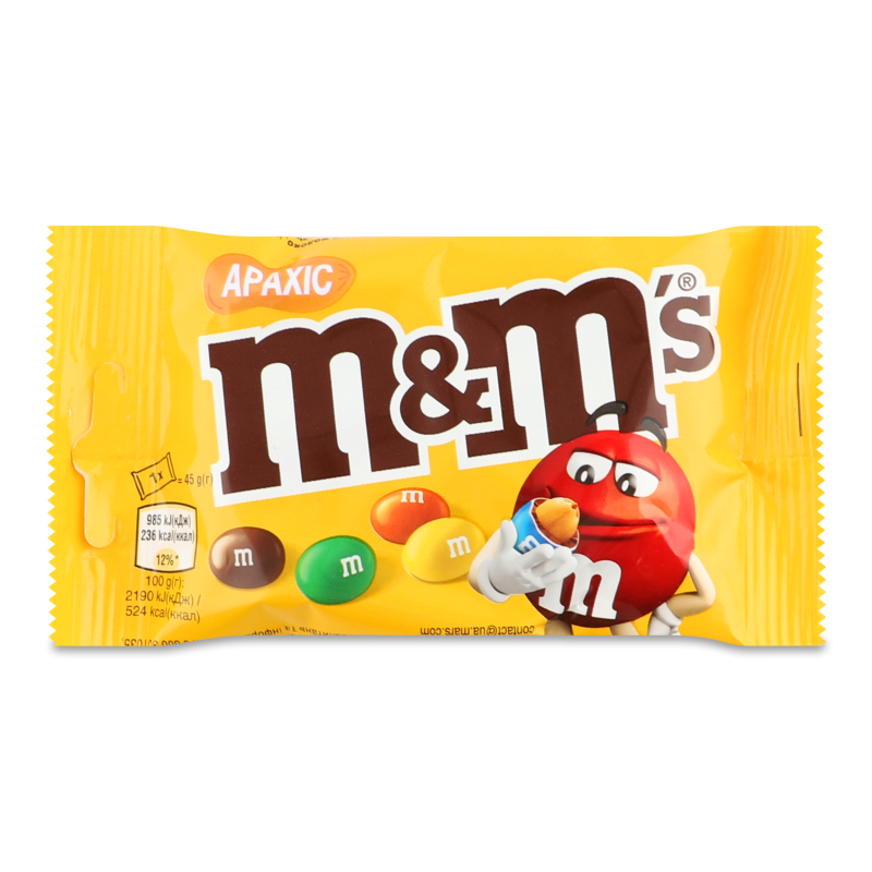 Драже з арахісом та молочним шоколадом глазуроване 45г M&M’s