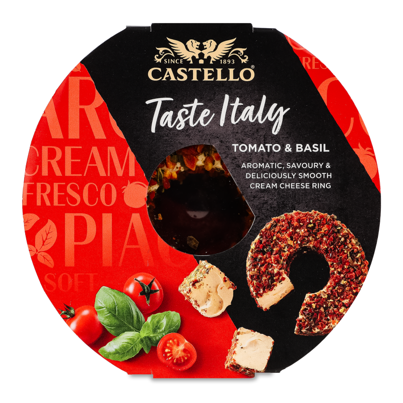 Крем-сир Tomato&Basil 65% 125г газ/уп Castello