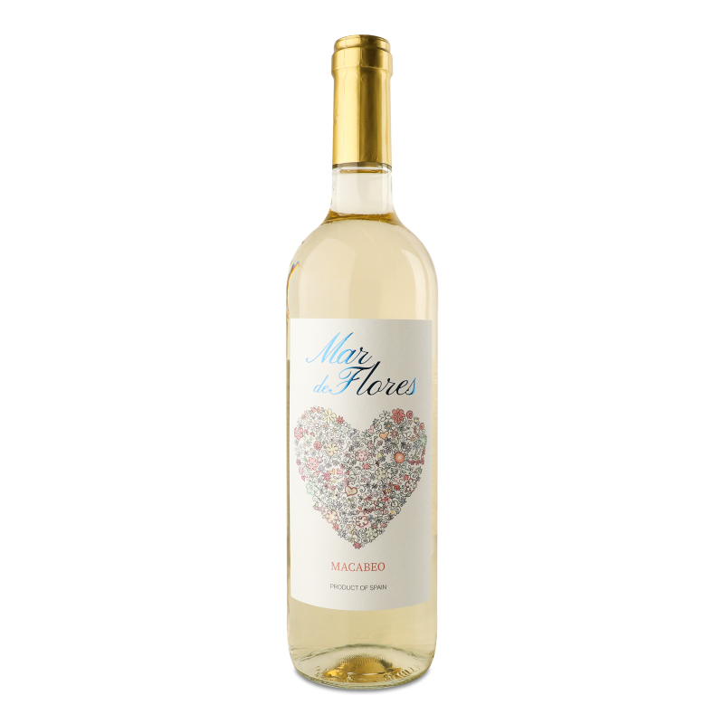 Вино Macabeo біле сухе 12% 0,75л Mar de Flores
