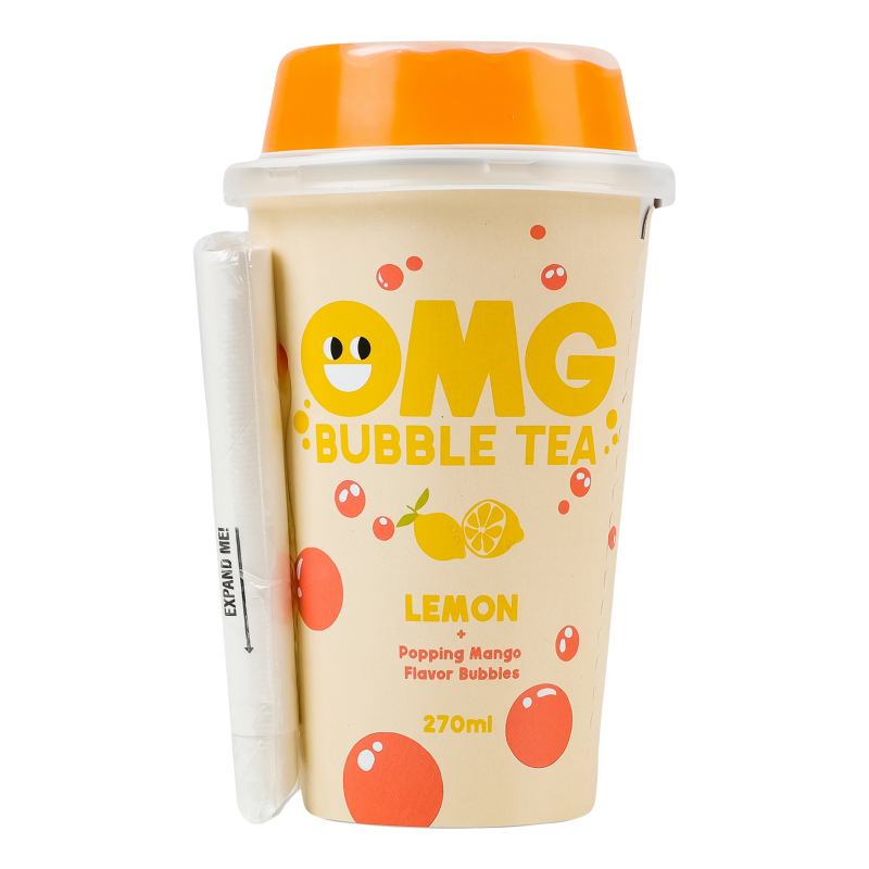 Напій безалкогольний лимонний з кульками смаку манго OMG Bubble tea ст