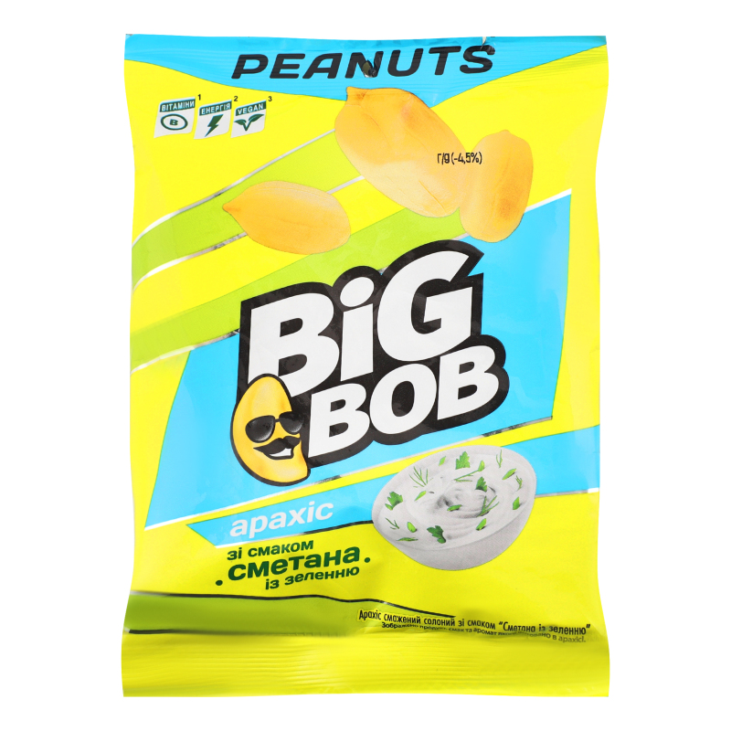Арахіс смажений солоний Cметана із зеленню Big Bob м/у
