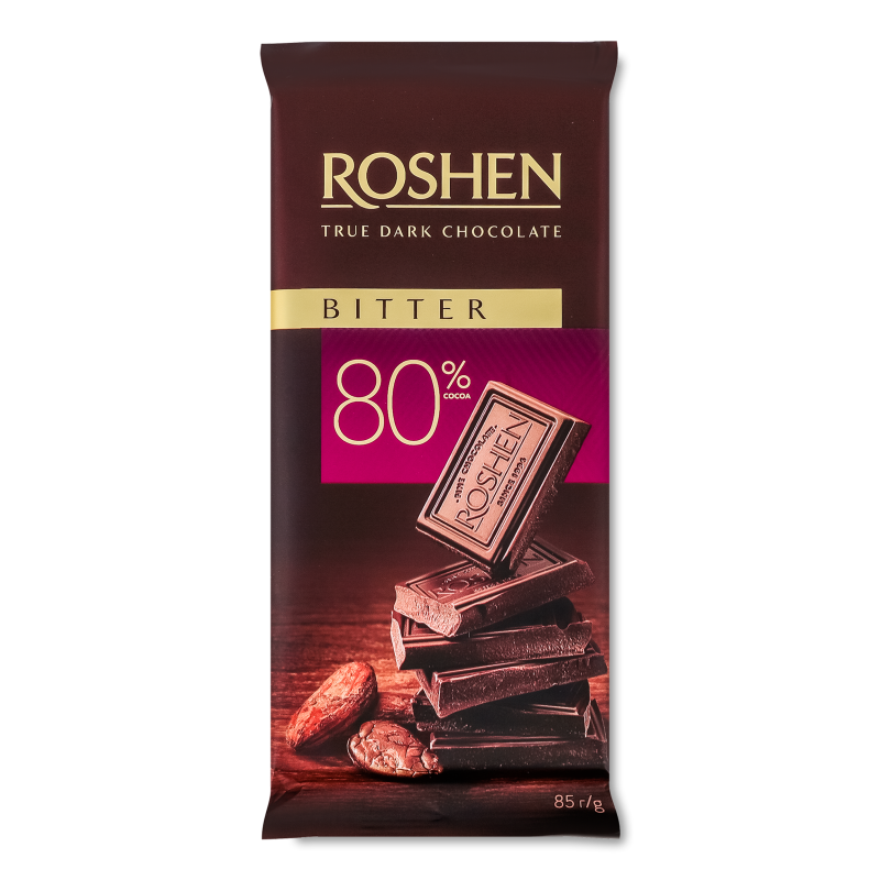 Шоколад Bitter чорний 80%  85г  Roshen