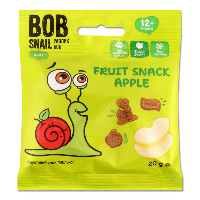 Снек фруктовий дитячий Яблуко від 12місяців 20г Bob Snail