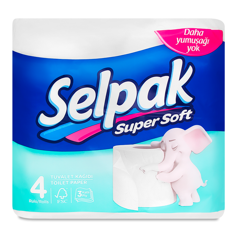 Папір туалетний білий 4шт Селпак