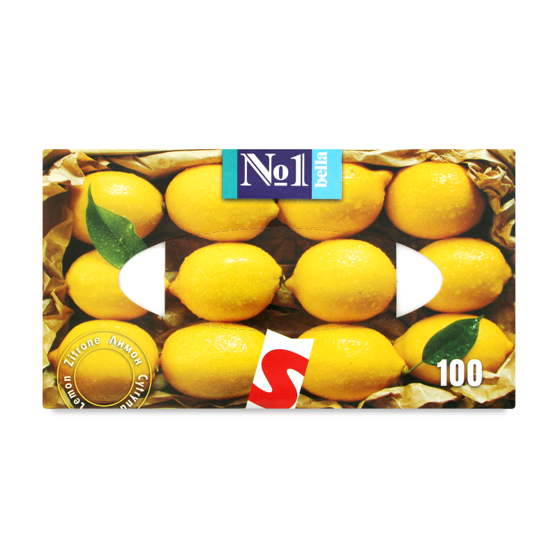 Хустинки паперові з ароматом лимона 2шари 150шт коробка Белла №1