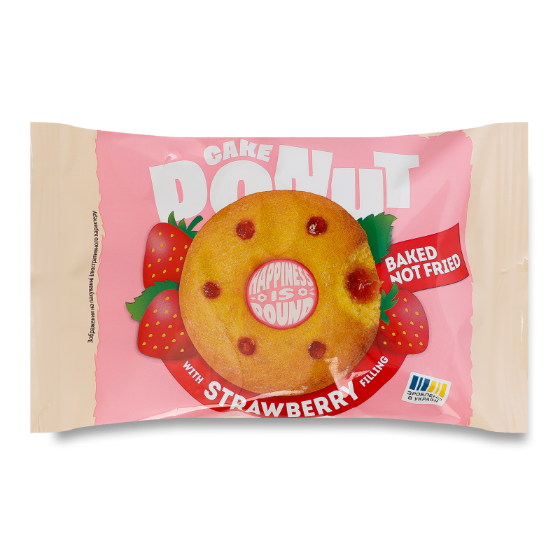 Кекс Cake Donut з наповнювачем з смаком полуниці 50г Narobake