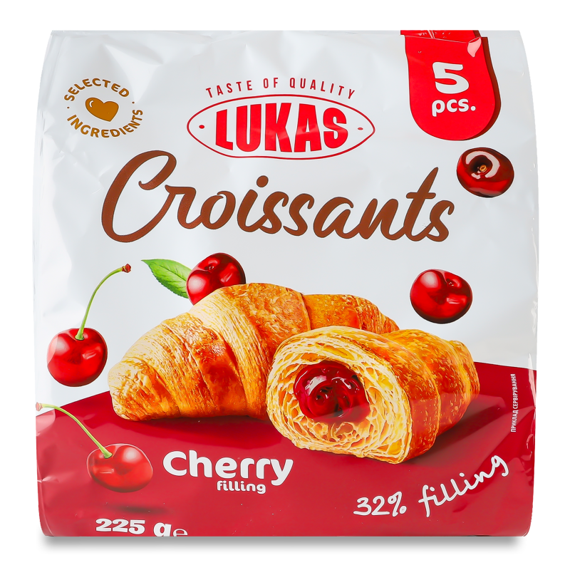 Круасанчик з вишневим наповнювачем 225г Lukas