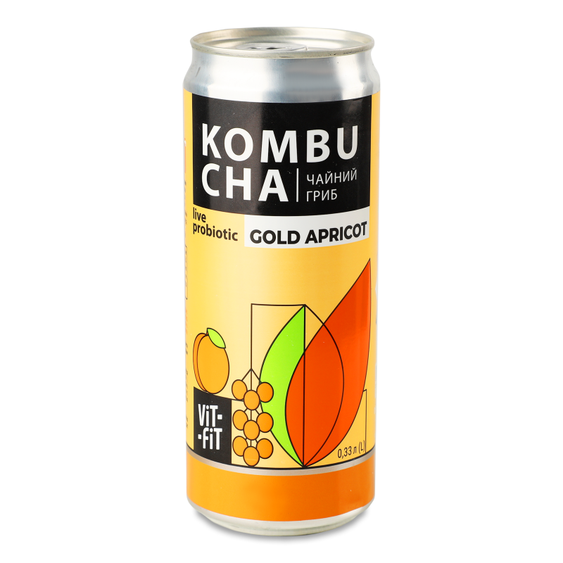 Напій бродіння Kombucha Gold Apricot 0,33л ж/б Vit-Fit