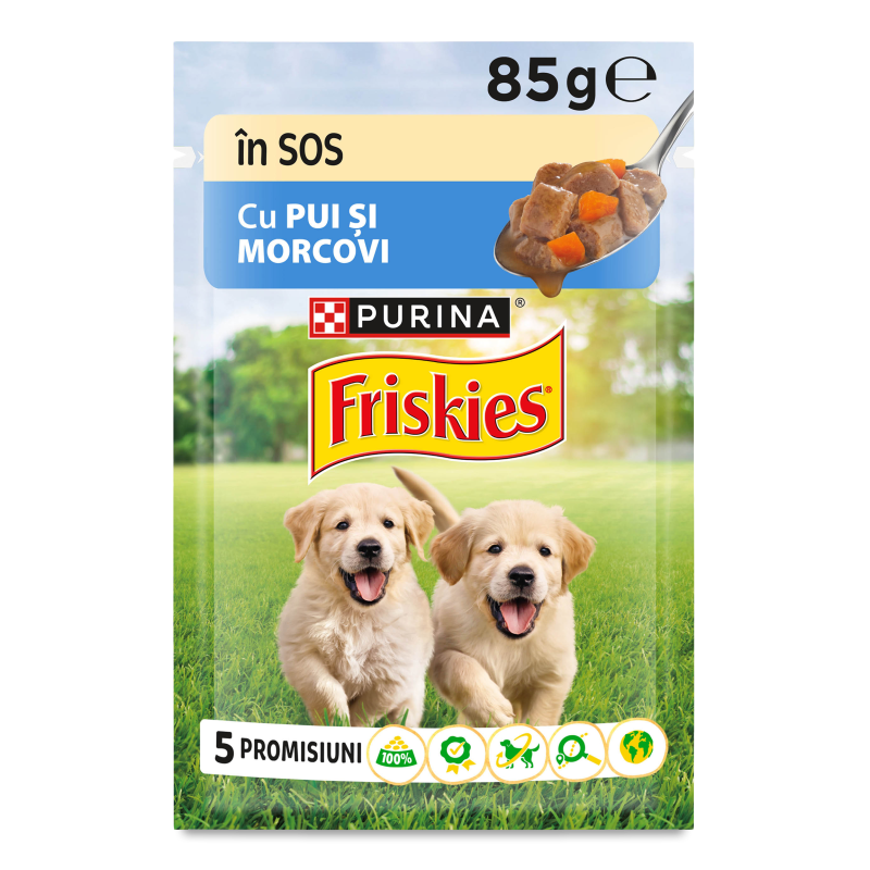 Корм д/цуценят з куркою та морквою в підливці 85г пауч Фріскіс Джуніор