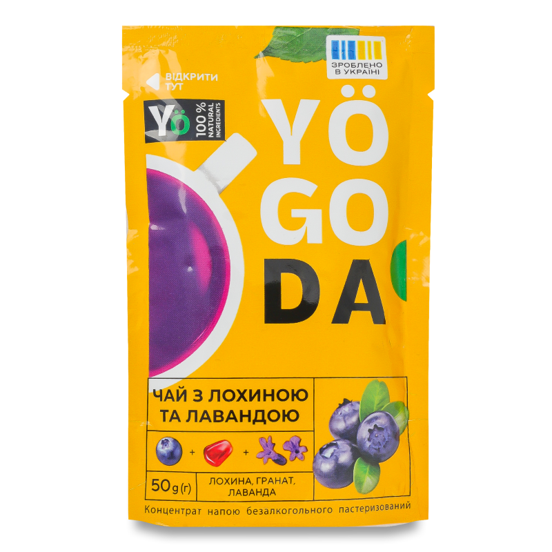 Концентрат напою б/а Чай з лохиною та лавандою 50г саше Yogoda