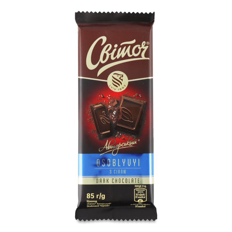 Шоколад Авторський Особливий чорний 85г Світоч