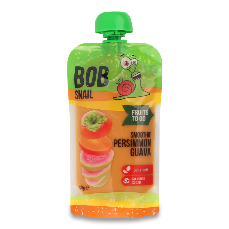 Пюре фруктове Smoothie Хурма та рожева гуава 120г пауч Bob Snail