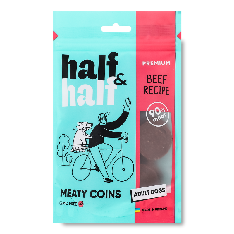 Ласощі д/собак м”ясні монетки з яловичиною 100г Хаф енд Хаф