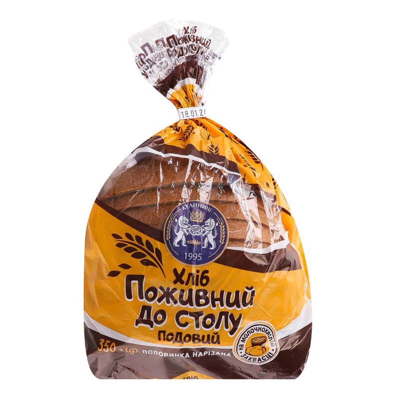 Хліб половинка в нарізці подовий Поживний до столу Кулиничі м/у