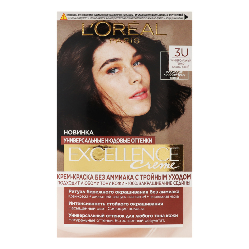 Крем-краска для волос №3U Excellence Creme L'Oreal Paris 1шт L