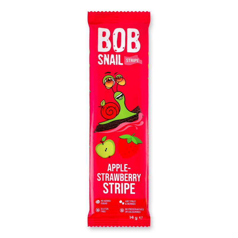 Цукерка фруктова Яблучно-полуничний страйп 14г Bob Snail