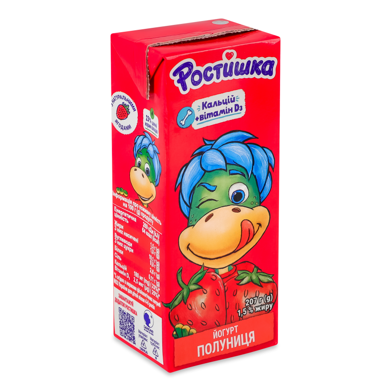 Йогурт питний з наповнювачем Полуниця 1,5% 207г т/п Ростишка