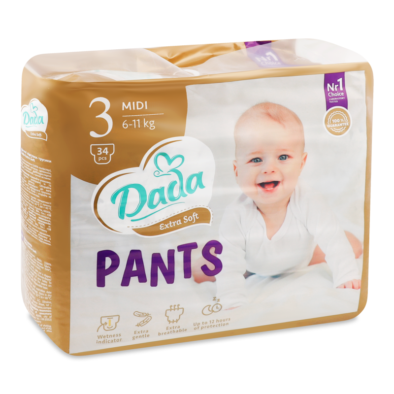 Підгузки-трусики Екстра Софт 3 Міді 6-11кг 34шт ДаДа
