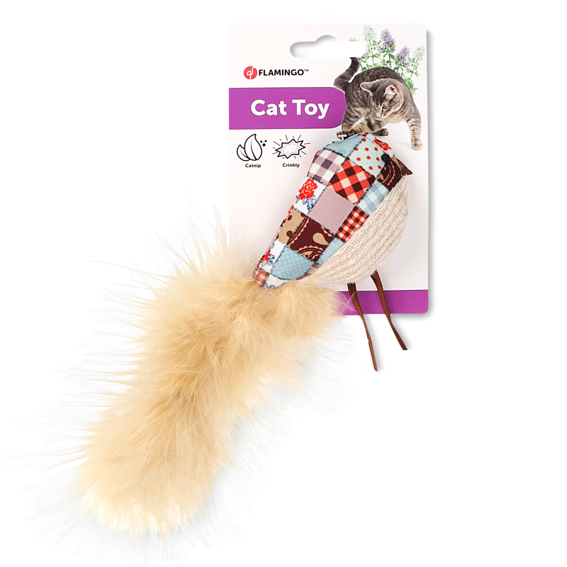 Іграшка д/котів Вінта Пташка з пір’ям 18см Flamingo