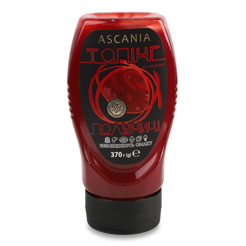 Топінг з смаком полуниці 370г пет перевернутий Ascania