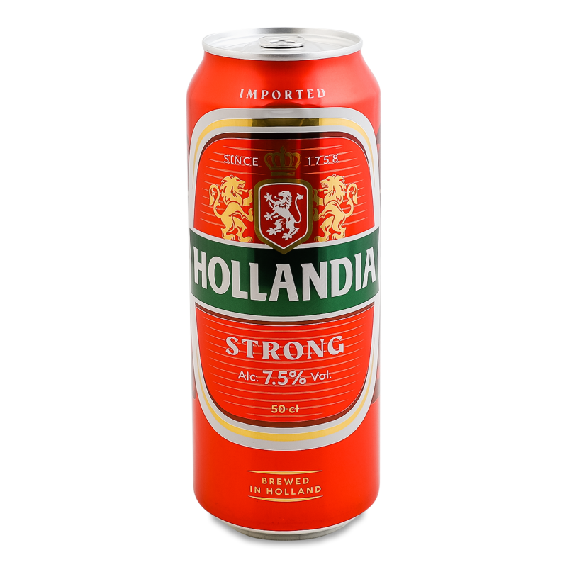 Пиво Strong світле 7,5% 0,5л ж/б Hollandia