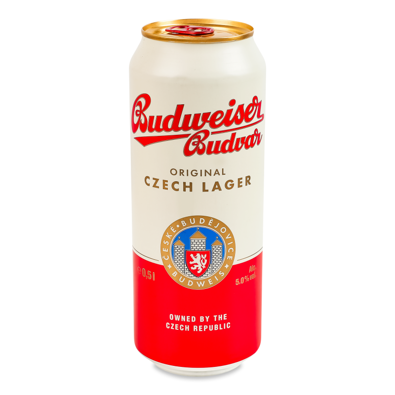 Пиво світле 5% 0,5л ж/б Будвайзер