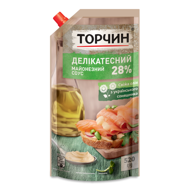 Соус майонезний Делікатесний 28% 520г д/п Торчин
