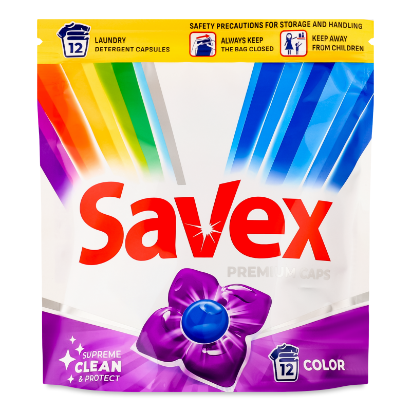 Капсули д/прання Premium Color 12*19г Savex